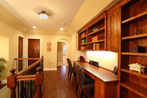 Office with knotty alder cabinets